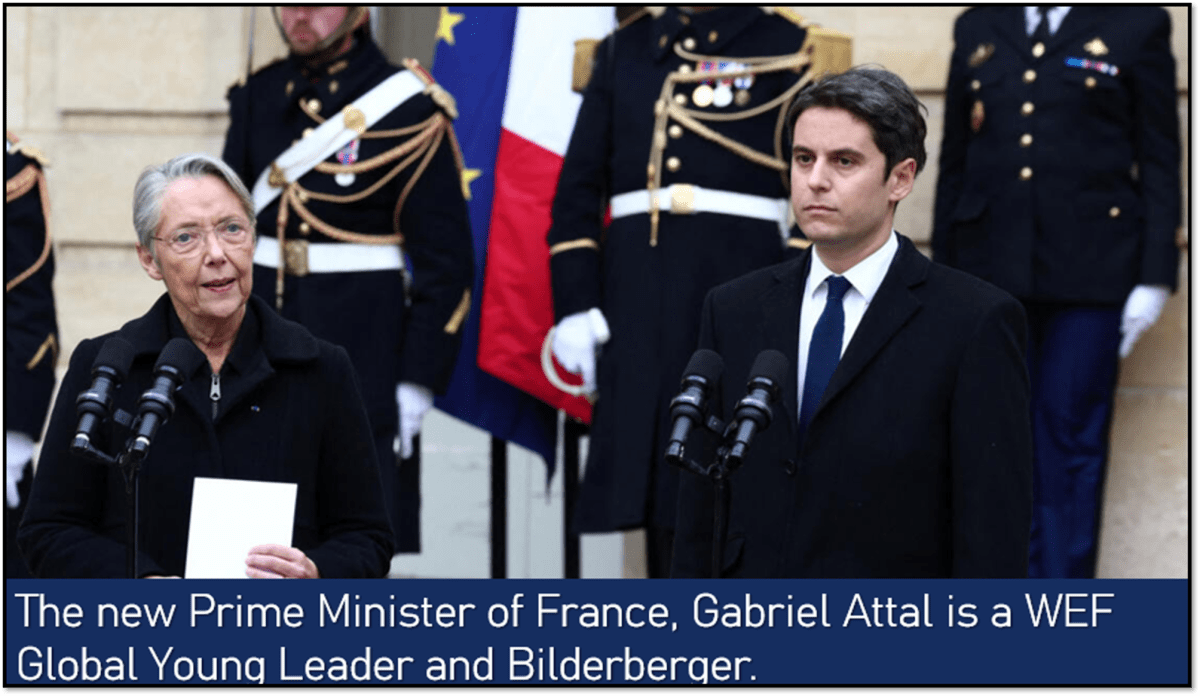 Who else: France's new prime minister, Gabriel Attal, is a WEF Global Young Leader and Bilderberger