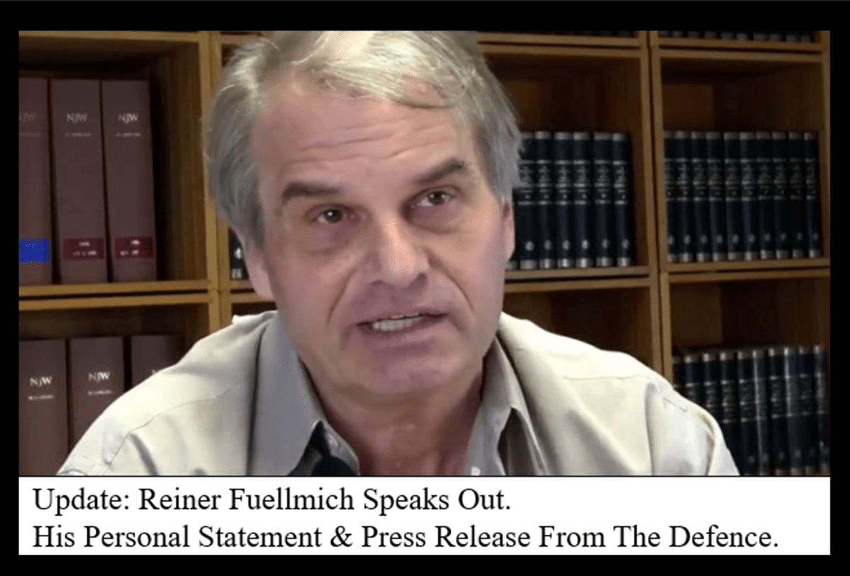 Update: Reiner Fellmich speaks.  Personal statement and defense press release