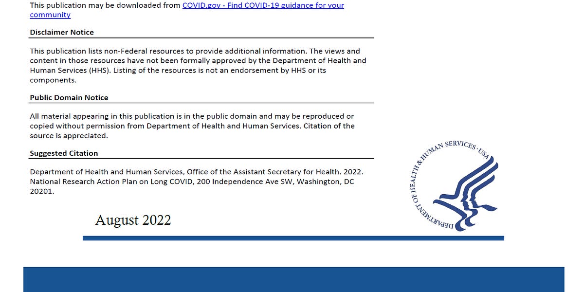US HHS National Action Plan on Long COVID-19