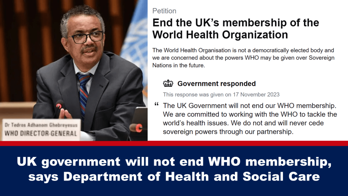 Hindi tatapusin ng gobyerno ng UK ang pagiging miyembro ng WHO, sabi ng Department of Health and Social Care